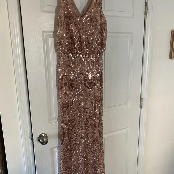slim fit dress slacks Long Formal Dress a27009 by Betsy and Adam main image 1